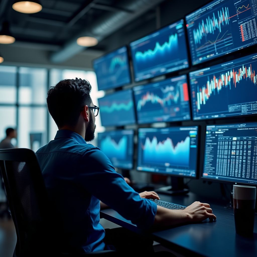 Equipo de análisis financiero trabajando